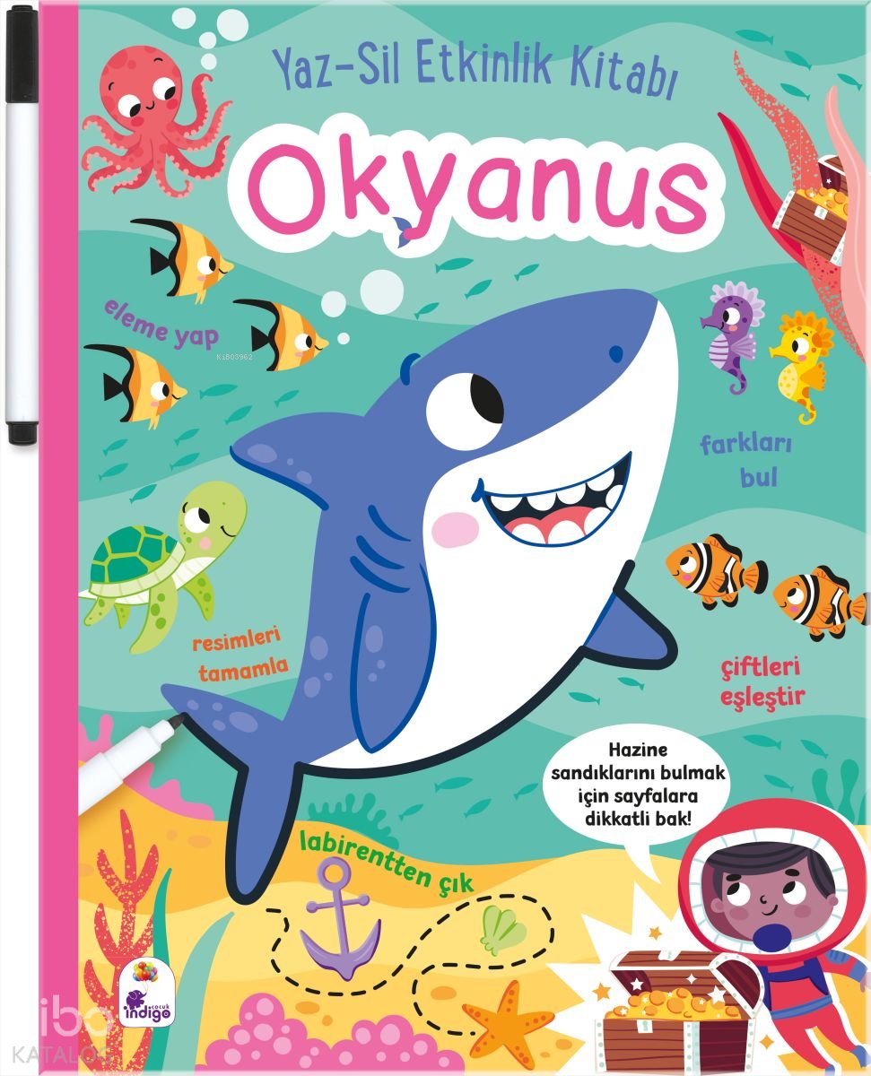 Yaz-Sil Etkinlik Kitabı – Okyanus (Ciltli - Kalemli)