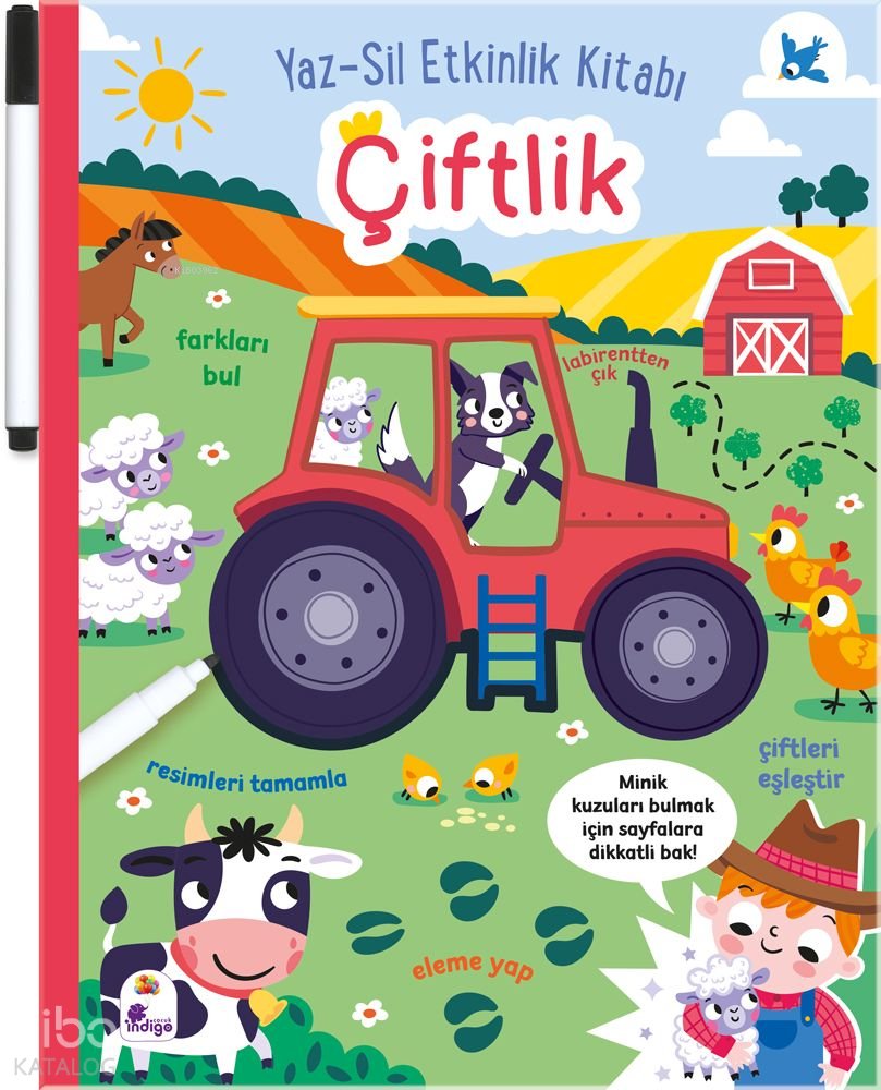 Yaz-Sil Etkinlik Kitabı - Çiftlik (Ciltli - Kalemli)
